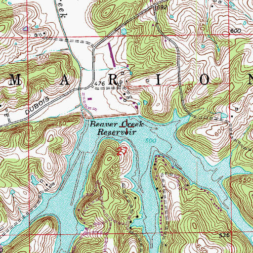 Topographic Map of Beaver Creek Lake, IN