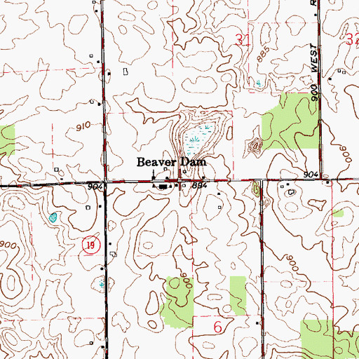 Topographic Map of Beaver Dam, IN