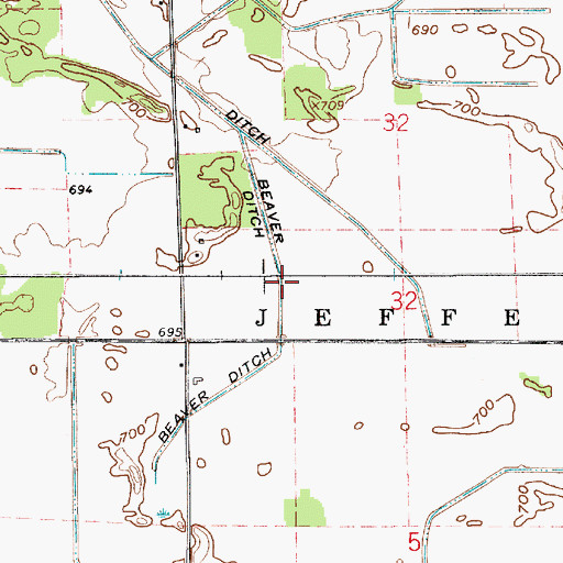 Topographic Map of Beaver Ditch, IN