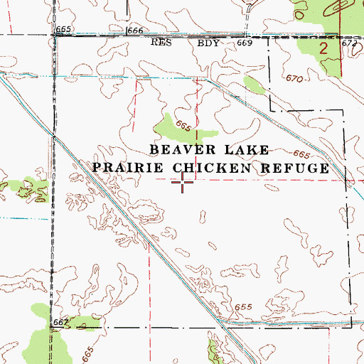 Topographic Map of Beaver Lake Prairie Chicken Refuge, IN