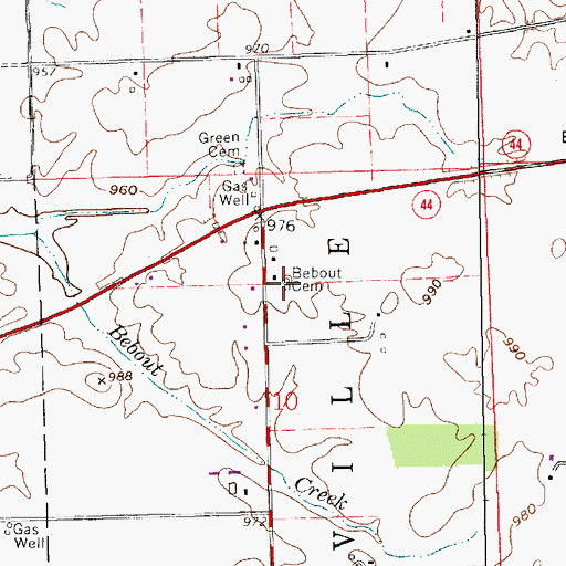 Topographic Map of Bebout Cemetery, IN