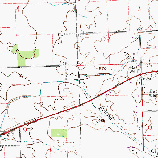 Topographic Map of Bebout Creek, IN