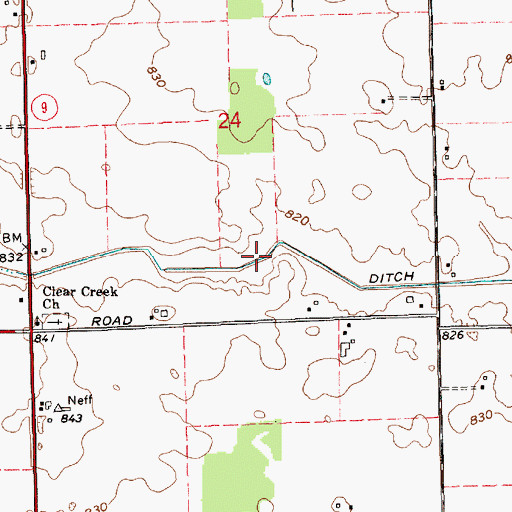 Topographic Map of Beck Ditch, IN