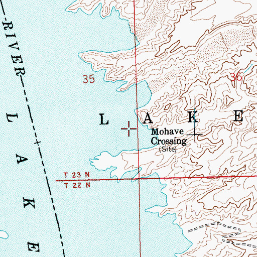 Topographic Map of Mohave Crossing Cove, AZ