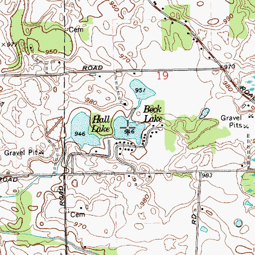 Topographic Map of Beck Lake, IN