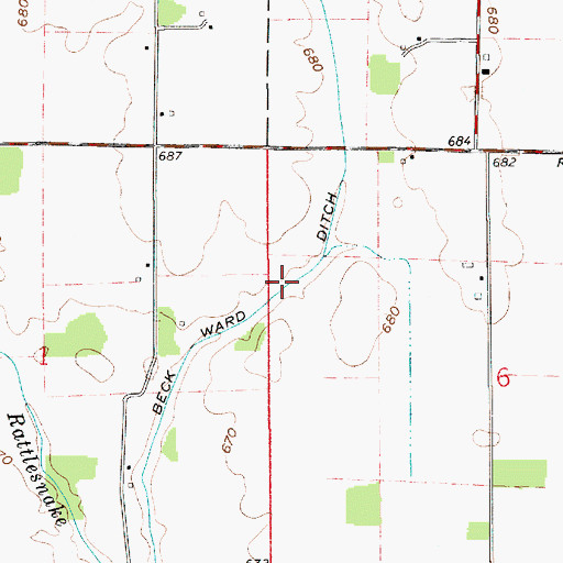 Topographic Map of Beck Ward Ditch, IN