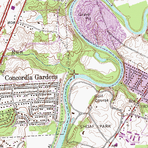 Topographic Map of Becketts Run, IN