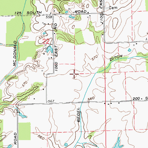 Topographic Map of Bedel Ditch, IN