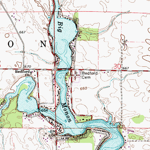Topographic Map of Bedford Cemetery, IN