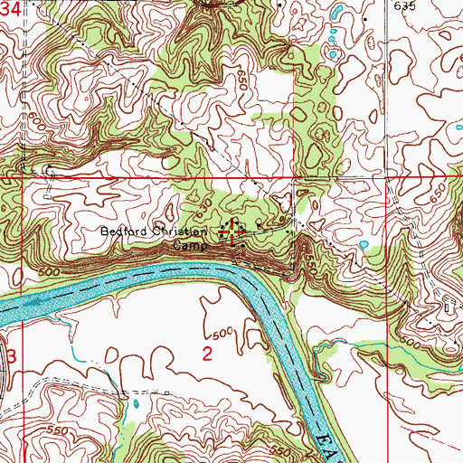 Topographic Map of Bedford Christian Camp, IN