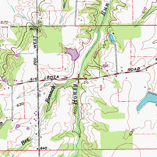 Topographic Map of Bee Branch, IN