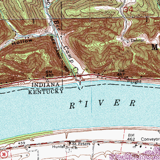Topographic Map of Bee Camp Creek, IN