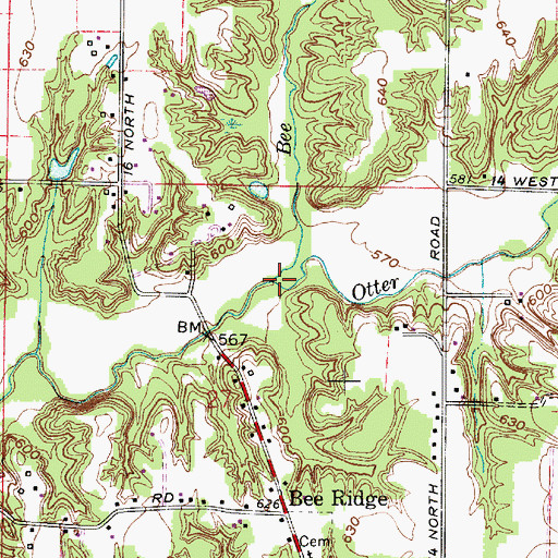 Topographic Map of Bee Creek, IN