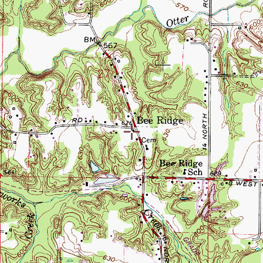 Topographic Map of Bee Ridge, IN