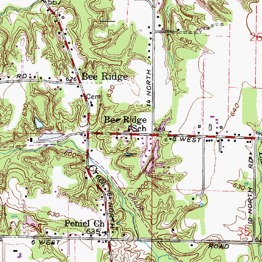 Topographic Map of Bee Ridge School, IN