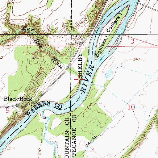 Topographic Map of Bee Run, IN