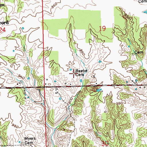 Topographic Map of Beebe Cemetery, IN