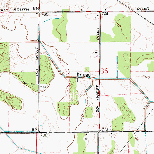 Topographic Map of Beebe Ditch, IN