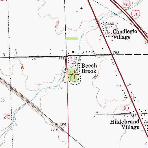 Topographic Map of Beech Brook, IN