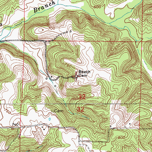Topographic Map of Beech Cemetery, IN
