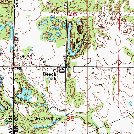Topographic Map of Beech Church, IN