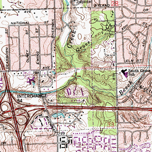 Topographic Map of Beech Creek, IN
