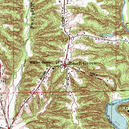 Topographic Map of Beech Grove, IN