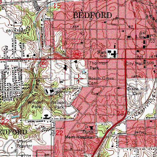 Topographic Map of Beech Grove Cemetery, IN