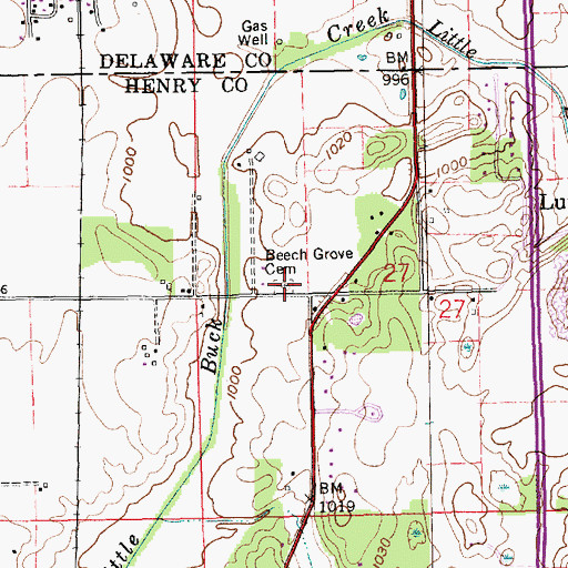 Topographic Map of Beech Grove Cemetery, IN