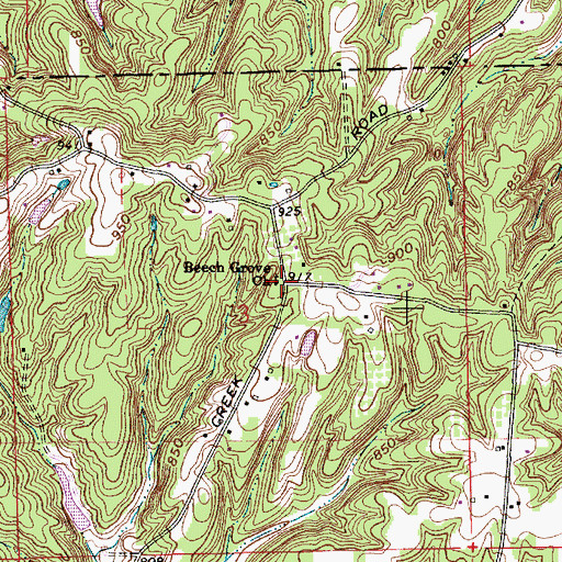 Topographic Map of Beech Grove Church, IN