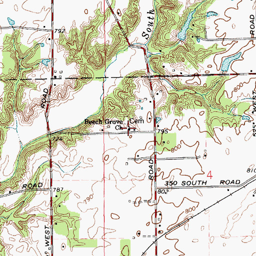 Topographic Map of Beech Grove Church, IN