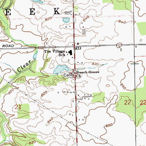 Topographic Map of Beech Grove Church, IN