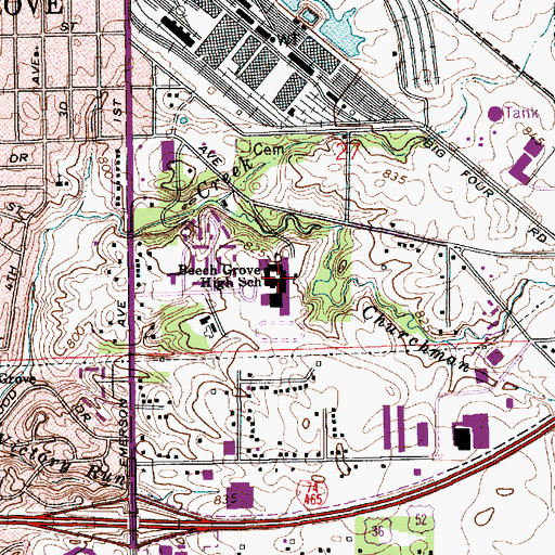 Topographic Map of Beech Grove Senior High School, IN