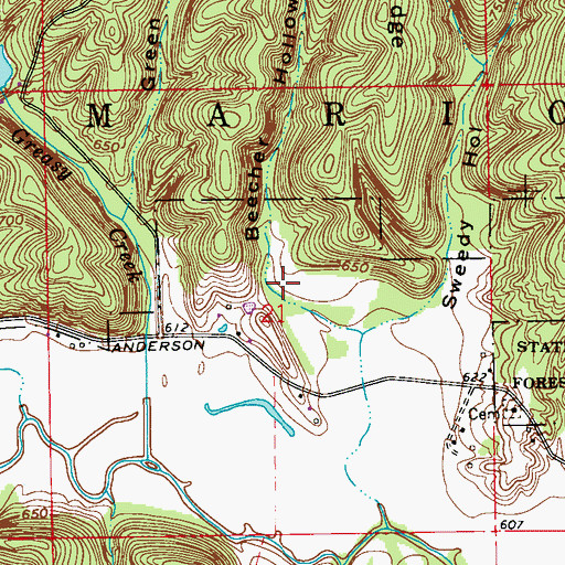 Topographic Map of Beecher Hollow, IN