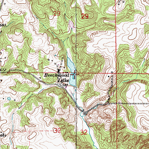 Topographic Map of Beechwood Lake, IN