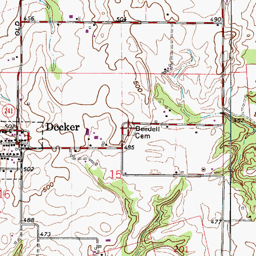 Topographic Map of Bedell Cemetery, IN