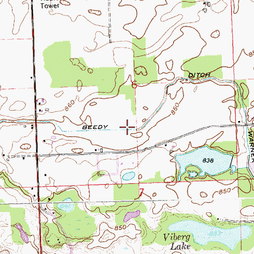 Topographic Map of Beedy Ditch, IN