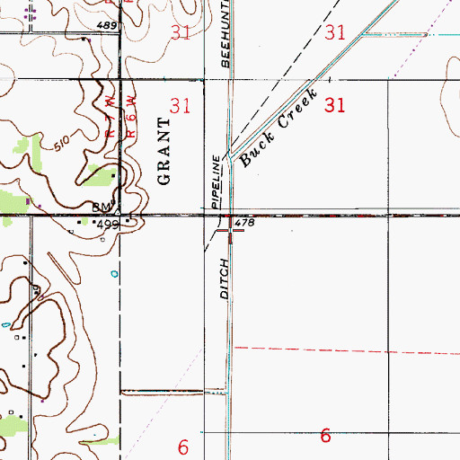 Topographic Map of Beehunter Ditch, IN