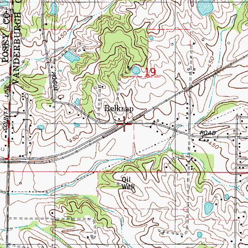 Topographic Map of Belknap, IN