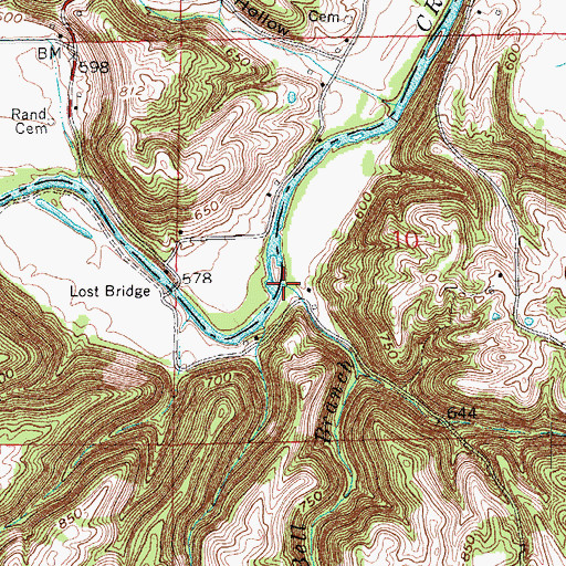 Topographic Map of Bell Branch, IN