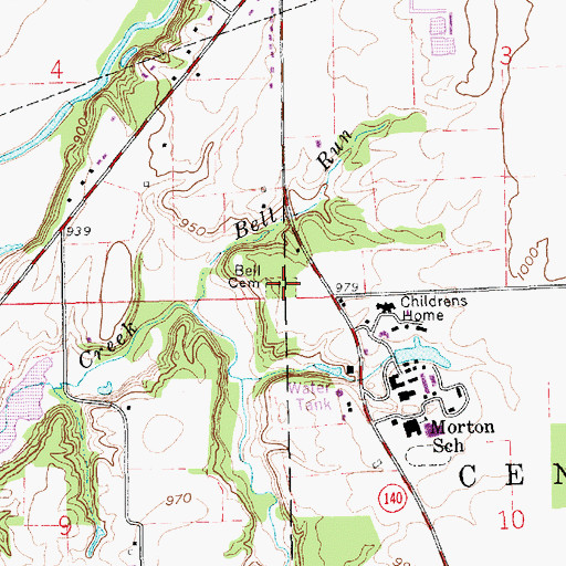 Topographic Map of Bell Cemetery, IN