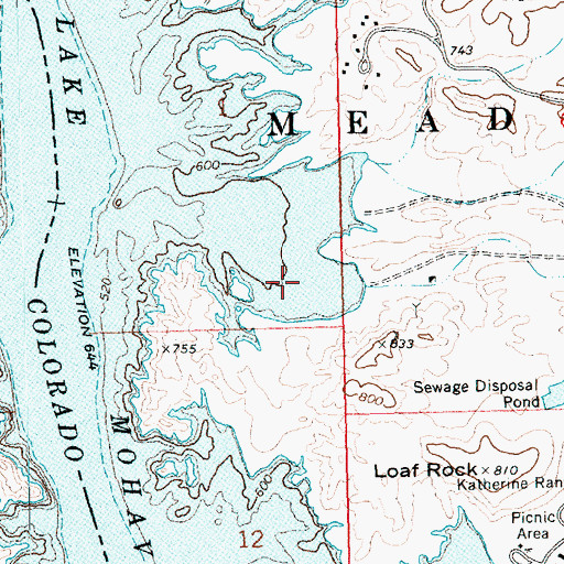 Topographic Map of Telephone Cove Arizona - South, AZ