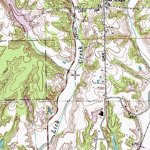 Topographic Map of Bell Creek, IN