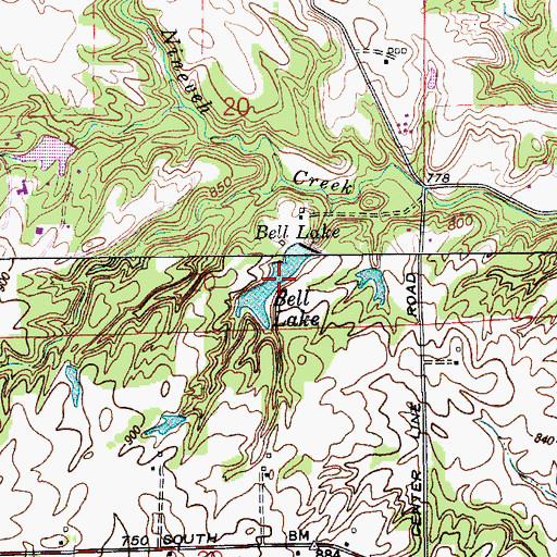 Topographic Map of Bell Lake, IN
