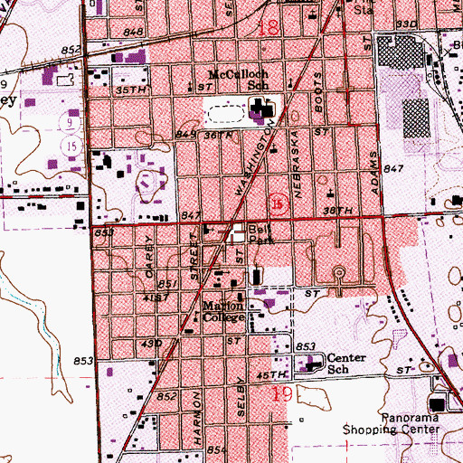 Topographic Map of Bell Park, IN