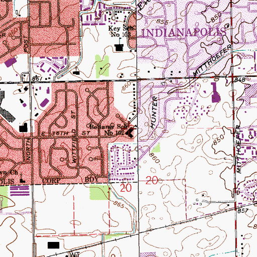 Topographic Map of Francis Bellamy Elementary School, IN