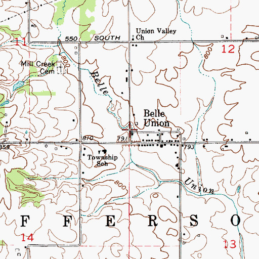Topographic Map of Belle Union, IN