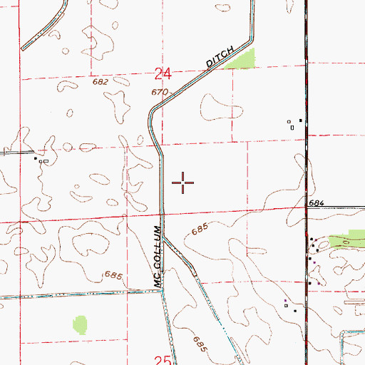 Topographic Map of Beller McCollum Ditch, IN