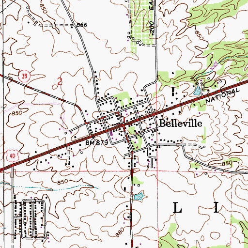 Topographic Map of Belleville, IN