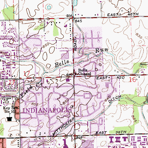 Topographic Map of Bells Chapel Church of God, IN